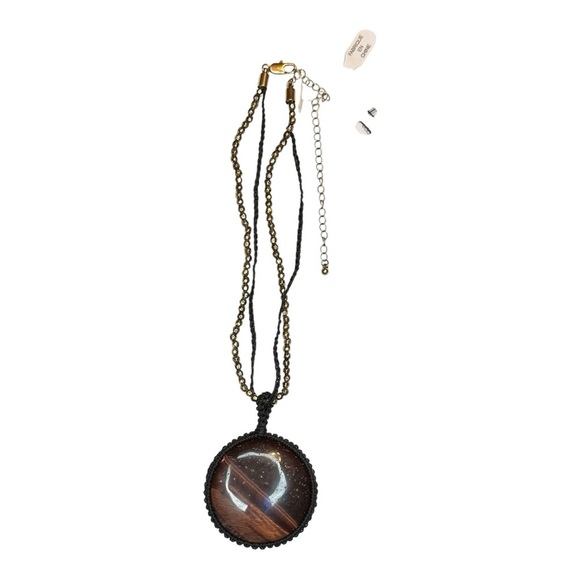 Free People Jewelry - 🆕 Free People Brandy Pendant Necklace‎ Black Brown Gold